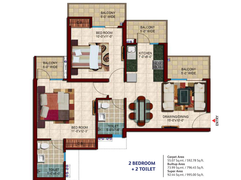 Nirala Estate Phase 2 - 955 Sq.Ft. 2 BHk flat sale